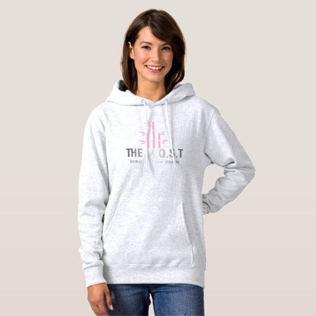 : Sweat à capuche pour adulte (Blanc vif cendré ) (Devant entier)