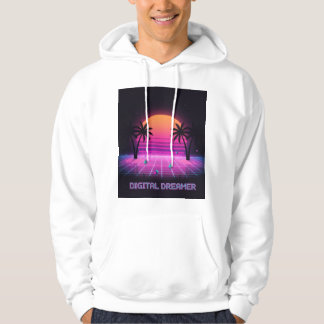 Sweat à capuche synthwave surdimensionné Digital D