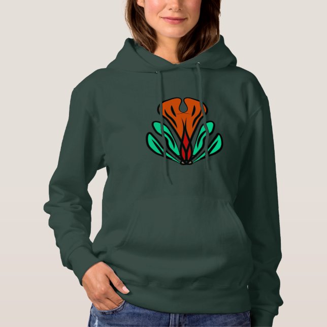 Sweat à capuche tribal vert (Devant)