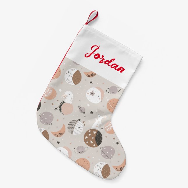 Sweat Dream Bunnies im Weltraummuster Kleiner Weihnachtsstrumpf (Vorderansicht (hängend))
