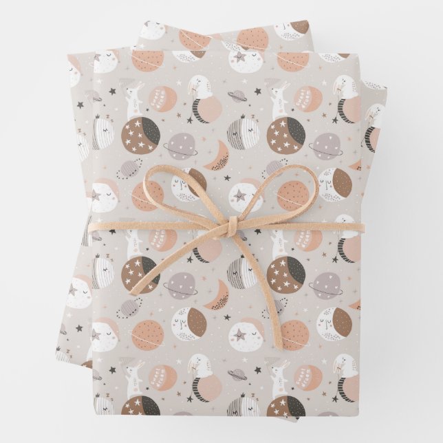 Sweat Dream Bunnies In Space Pattern Geschenkpapier Set (Beispiel)