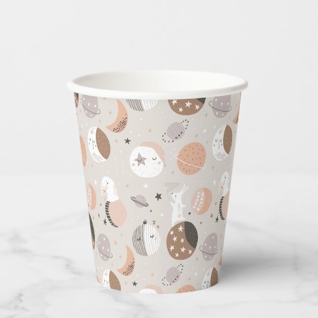 Sweat Dream Bunnies In Space Pattern Pappbecher (Vorderseite)