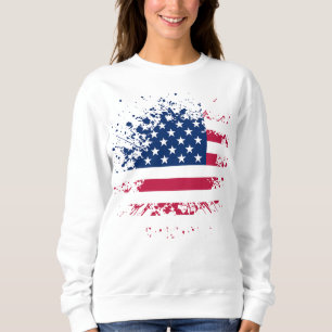 Sweat Femme Blanc Basic USA Flag