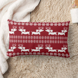 Sweat laid Fair Isle Reindeer Dachshund Coussin