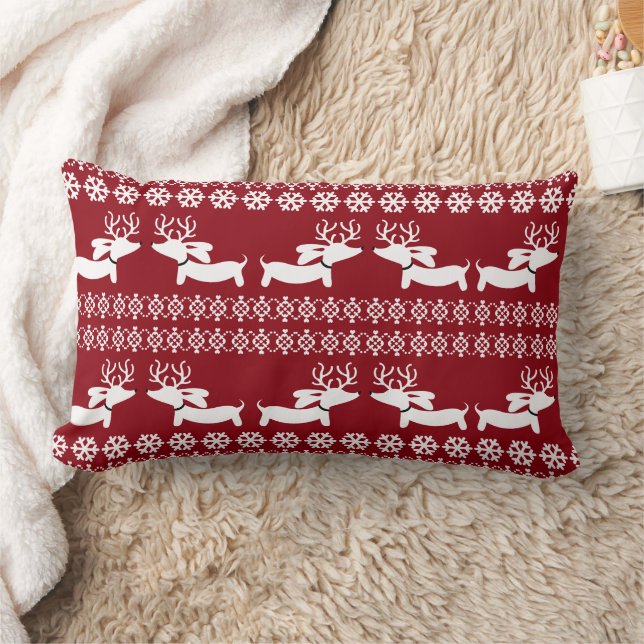 Sweat laid Fair Isle Reindeer Dachshund Coussin (Couverture)