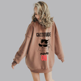 Sweat - shirt à capuche Amoureux des chats - "Catt