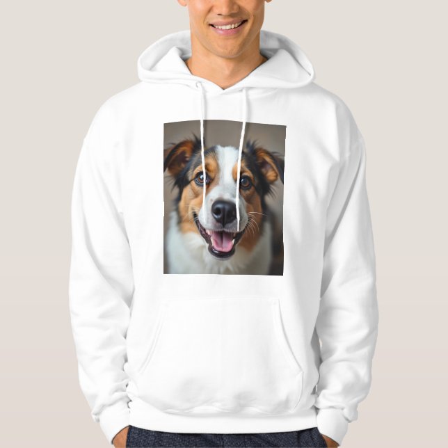 Sweat - shirt à capuche avec un visage de chien mi (Devant)