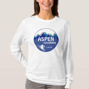 Sweat - shirt à capuche bleu d'art de ski de dame