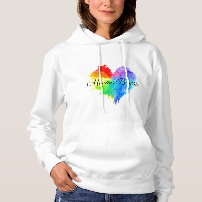 Sweat - shirt à capuche Coeur de l'arbalète arc-en (Devant)