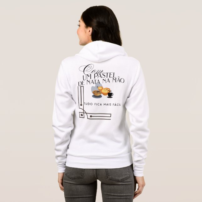 Sweat - shirt à capuche com um pastel de nata (Dos entier)