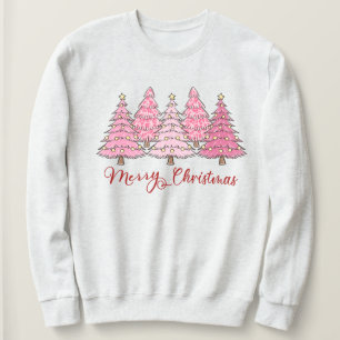 Sweat - shirt à capuche d'arbre de Noël rose, fête