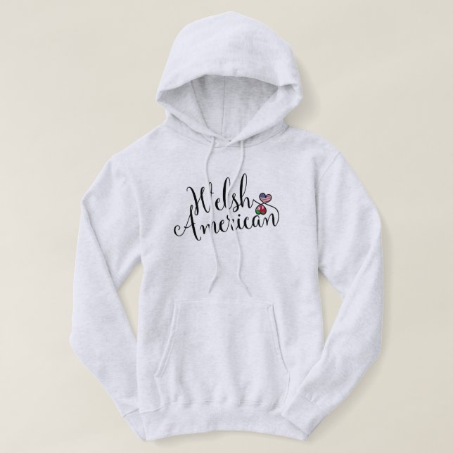 Sweat - shirt à capuche de coeur gallois américain (Design devant)