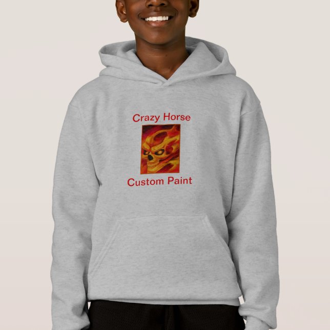 Sweat - shirt à capuche de crâne du feu d'enfants (Devant)