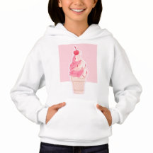 Sweat - shirt à capuche de crème glacée rose esthé