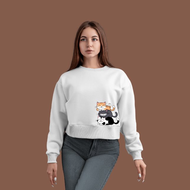 Sweat - shirt à capuche de la pile de chats - "Cha (Créateur téléchargé)
