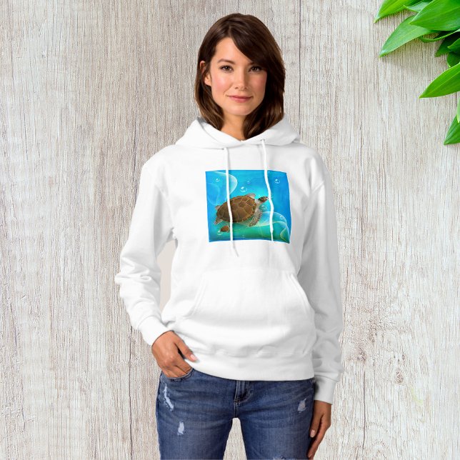Sweat - shirt à capuche de la tortue natation femm (Créateur téléchargé)