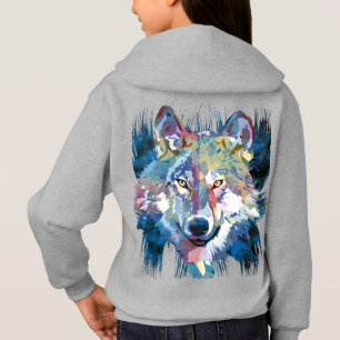 Sweat - shirt à capuche de loup bleu Colorful W