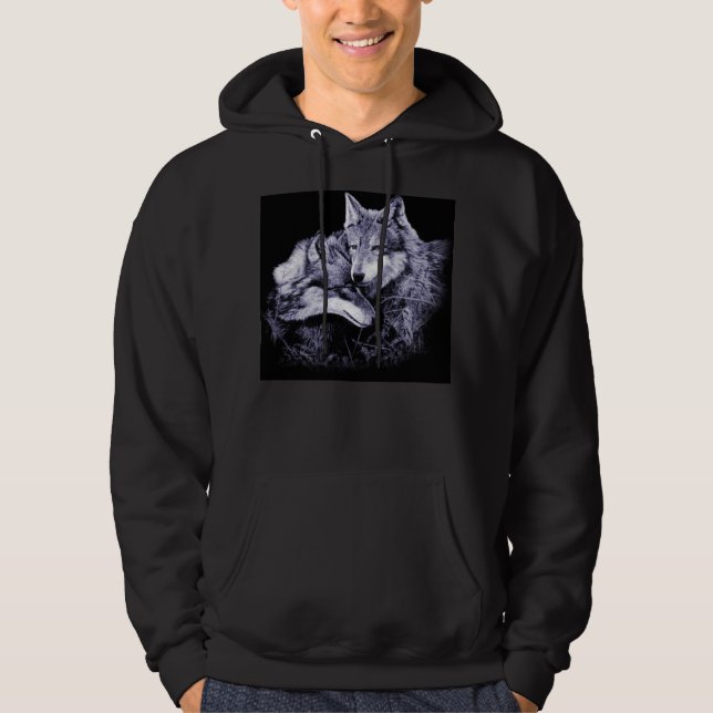 sweat - shirt à capuche de loups (Devant)