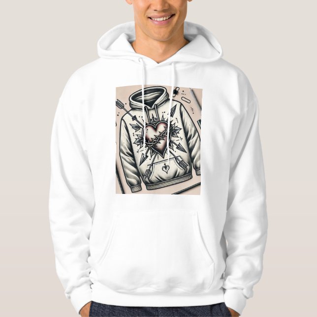 Sweat - shirt à capuche de tatouage du coeur de la (Devant)