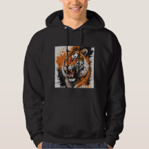 Sweat - shirt à capuche de tigre en ruée
