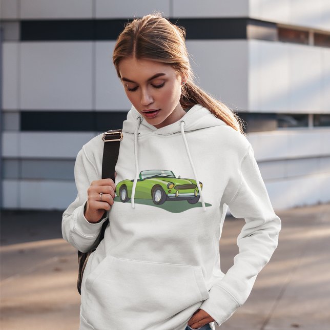 Sweat - shirt à capuche de voiture verte rétro con (Créateur téléchargé)