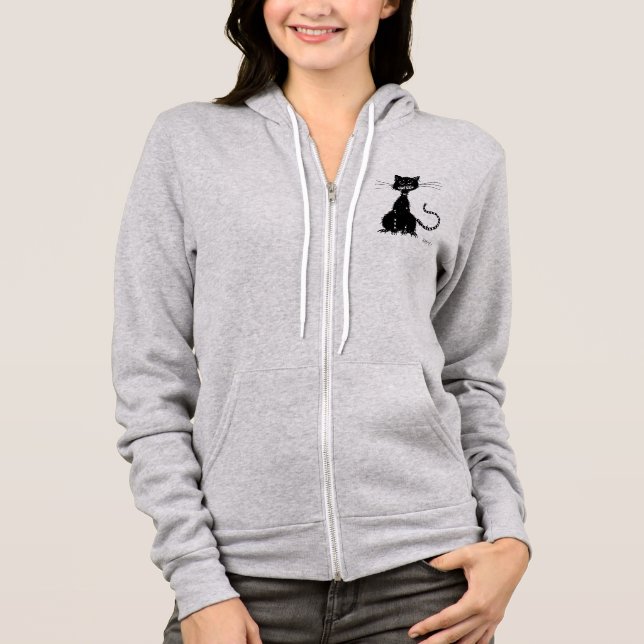 Sweat - shirt à capuche des femmes au chat noir ma (Devant)