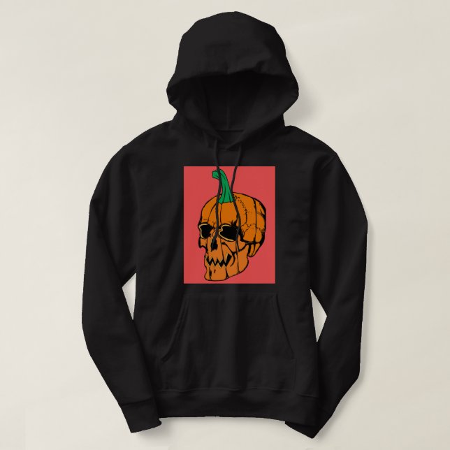 Sweat - shirt à capuche d'Halloween noir (Design devant)