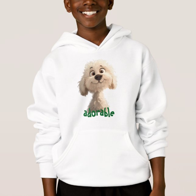 Sweat - shirt à capuche d'illustration de chien ad (Devant)