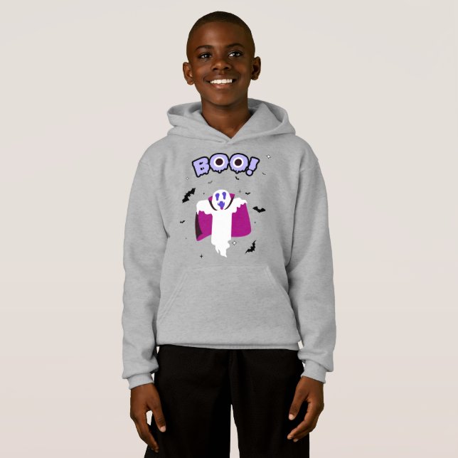 Sweat - shirt à capuche Dracula Boo Light Steel po (Devant entier)
