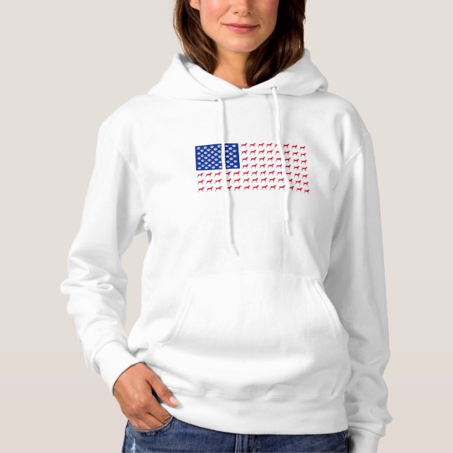 Sweat - shirt à capuche du drapeau américain Vizsl (Devant)