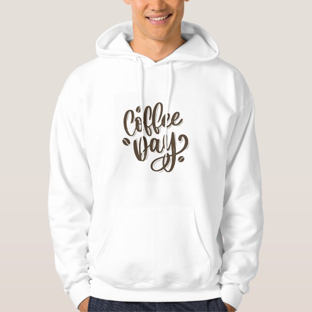 Sweat - shirt à capuche du jour du café (Devant)