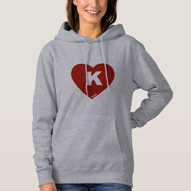 Sweat - shirt à capuche du K-Heart rouge et blanc  (Devant)