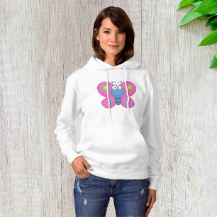 Sweat - shirt à capuche du papillon rose souriant