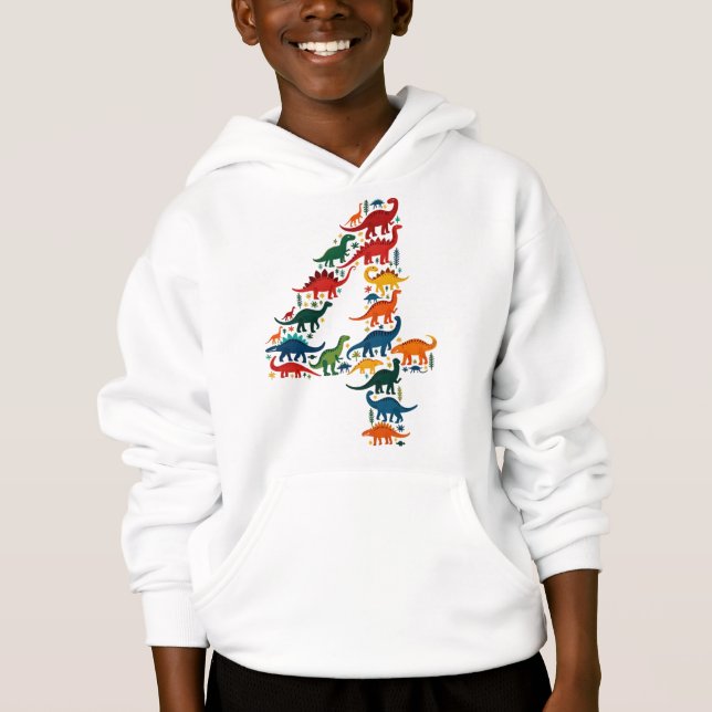 sweat - shirt à capuche enfant dinosaure coloré (Devant)