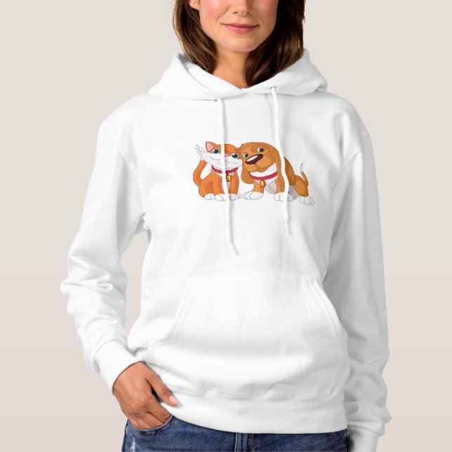 Sweat - shirt à capuche Femme Chien Et Chat Mignon (Devant)