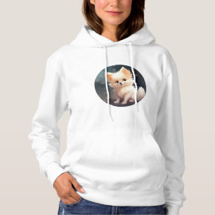 Sweat - shirt à capuche Fluffy Cartoon White Fox