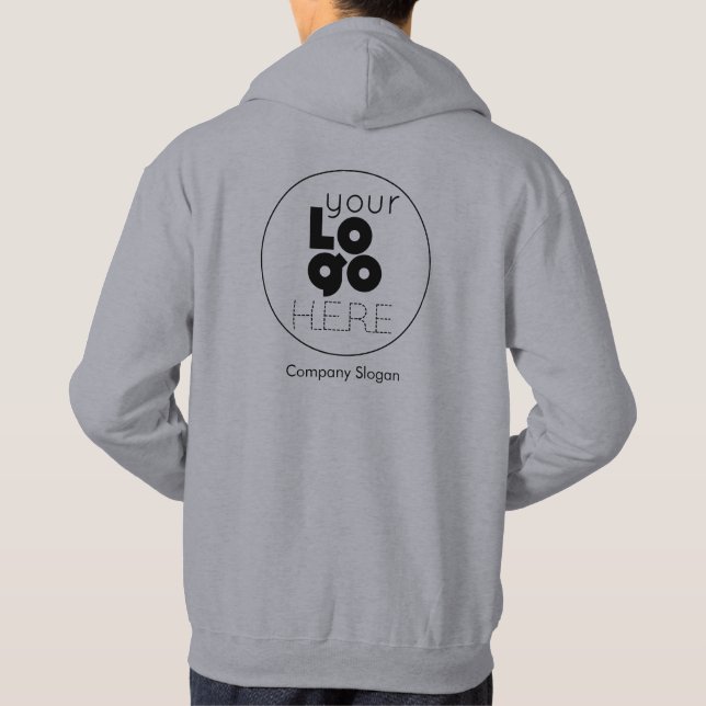 Sweat - shirt à capuche gris avec votre logo d'ent (Dos)