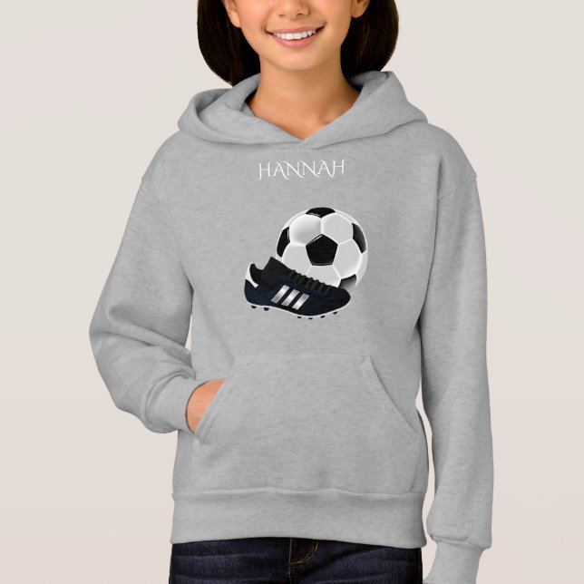 sweat - shirt à capuche gris des filles de footbal (Devant)