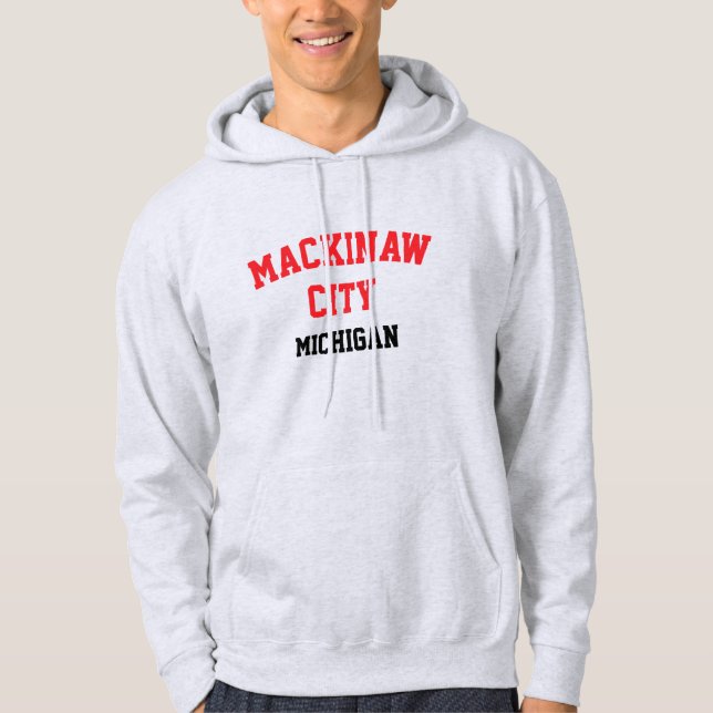 Sweat - shirt à capuche imprimé Mackinaw City Mich (Devant)