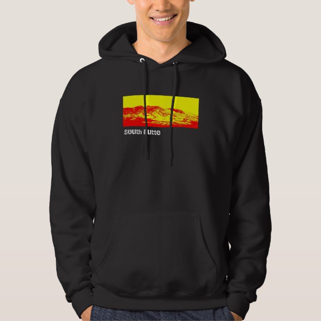 Sweat - shirt à capuche noir et rouge de butte du (Devant)