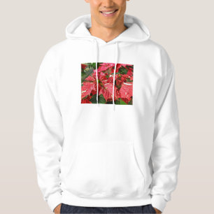 Sweat - shirt à capuche Poinsettias rouge et blanc