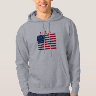 SWEAT - SHIRT À CAPUCHE USA DRAPEAU ROUGE BLANC BL