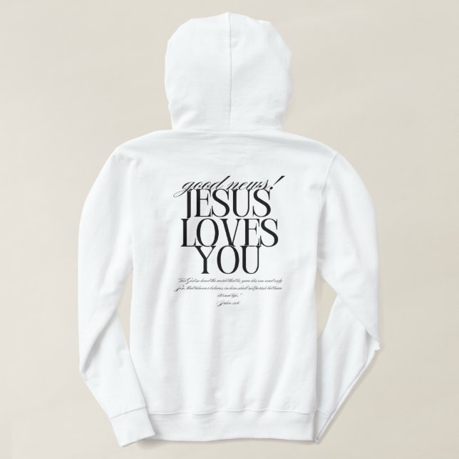 Sweat - shirt à capuche White Good News (Design dos)