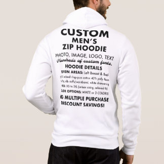 Sweat - shirt à capuche Zip Full Blanc Personnalis