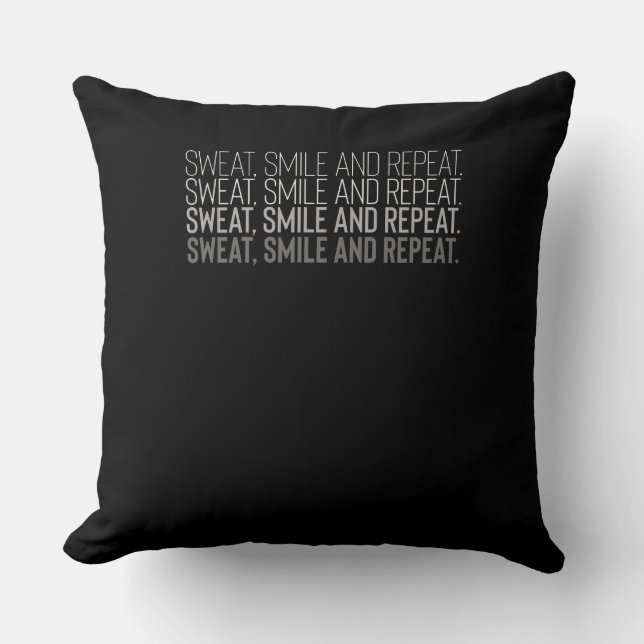Sweat Smile Repeat Fitness Workout Motivation Kissen (Vorderseite)