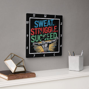 Sweat Struggle Erfolgreiches Street Workout Quadratische Wanduhr
