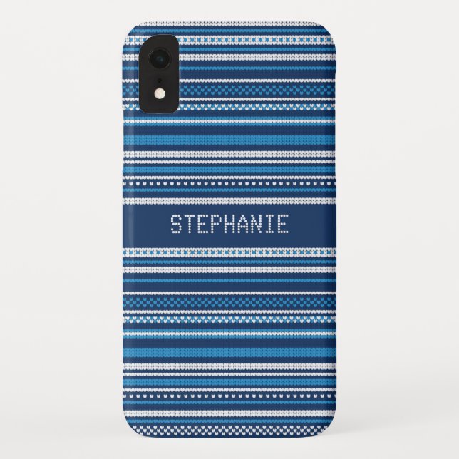 Sweater Blue Strip Weihnachten Personalisiert Case-Mate iPhone Hülle (Rückseite)