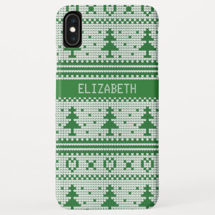 Sweater Green White Christmas Tree Personalisiert Case-Mate iPhone Hülle