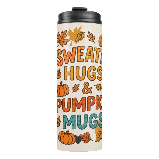 Sweater Hugs & Pumpkin Tasse fallen Typografie (Vorderseite)