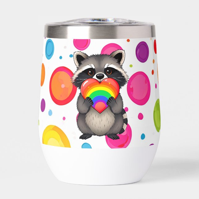 Sweater Personalisierter Raccoon mit Regenbogenher (Vorderseite)